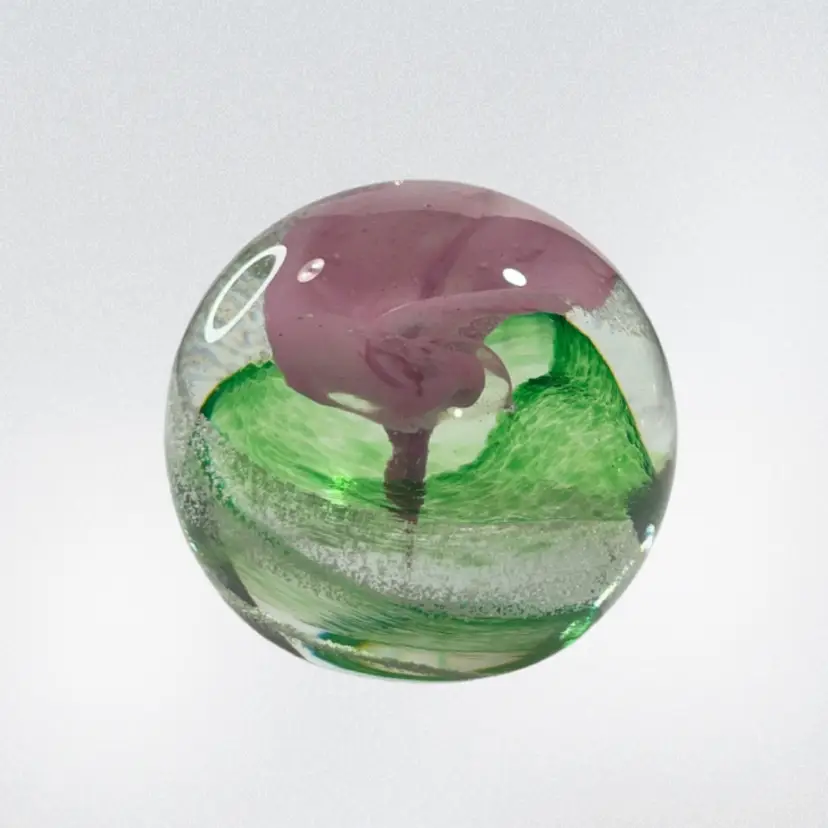 Caithness Calypso Scotland Pink Green Paperweight | 3” *(read)
