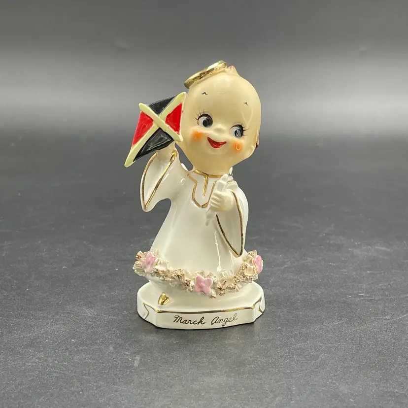 TMJ Kewpie March Angel Rare Figurine Kite Kitsch Kitschy VTG Decor