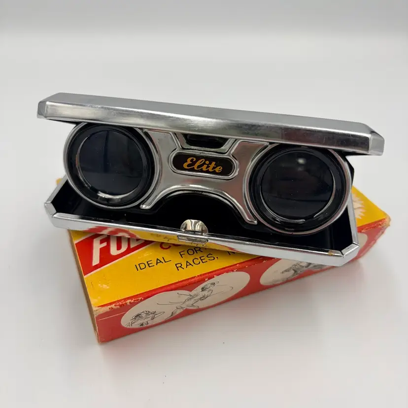 Vintage Elite Green Folding Opera Binocular Glasses Coated Lens 2.5x Japan