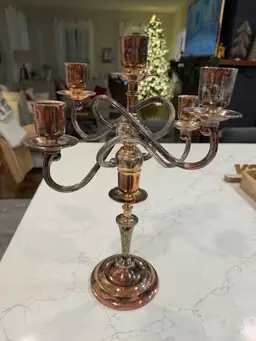 Five Arm Metal Candelabra With Mixed Metal Finish And Infinity Knot Design