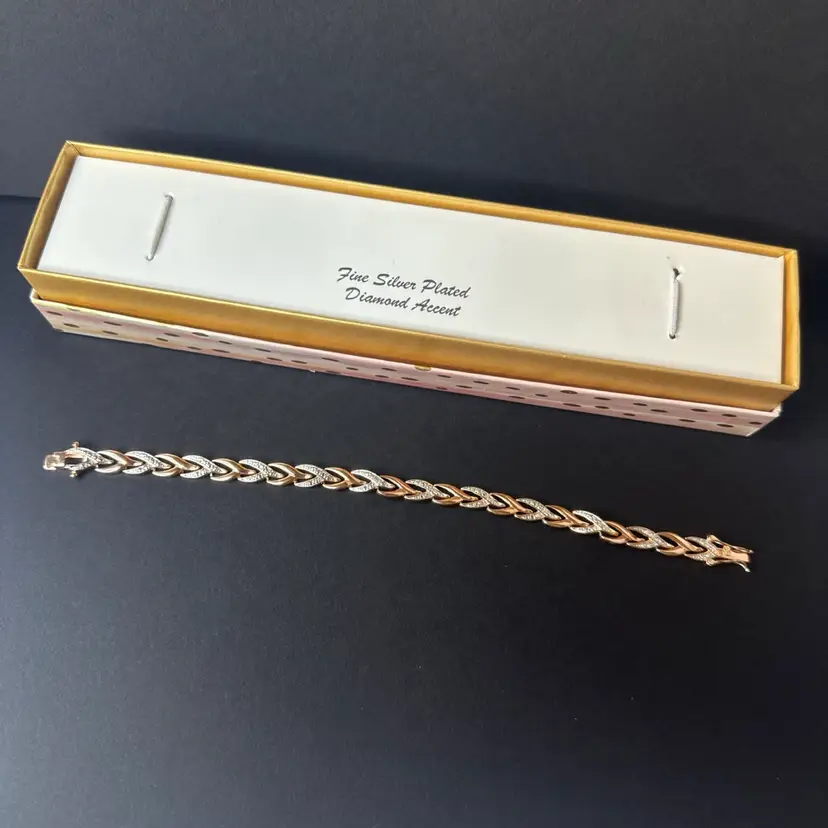 Vintage Silver Plated Diamond Accent Bracelet