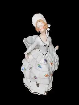Vintage Ceramic Porcelain Vase Victorian Dancing Lady Figural Figurine Germany