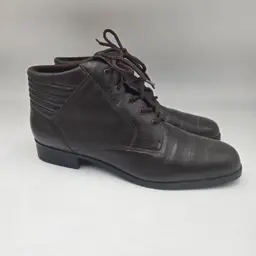 Vintage 90s y2k Granny Brown Leather Lace-up Ankle Boots Bootie Womens Sz 11