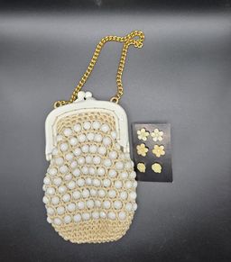 Vintage Italian Beaded Evening Bag & Floral Earring Set – Trans World Imports – Circa 1960s–1970s