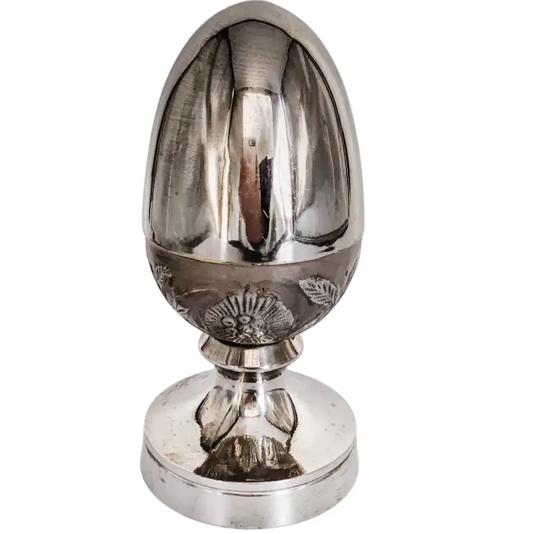 EGG PEDESTAL 
FIGURINE STATUE
4" Enamel on Metal