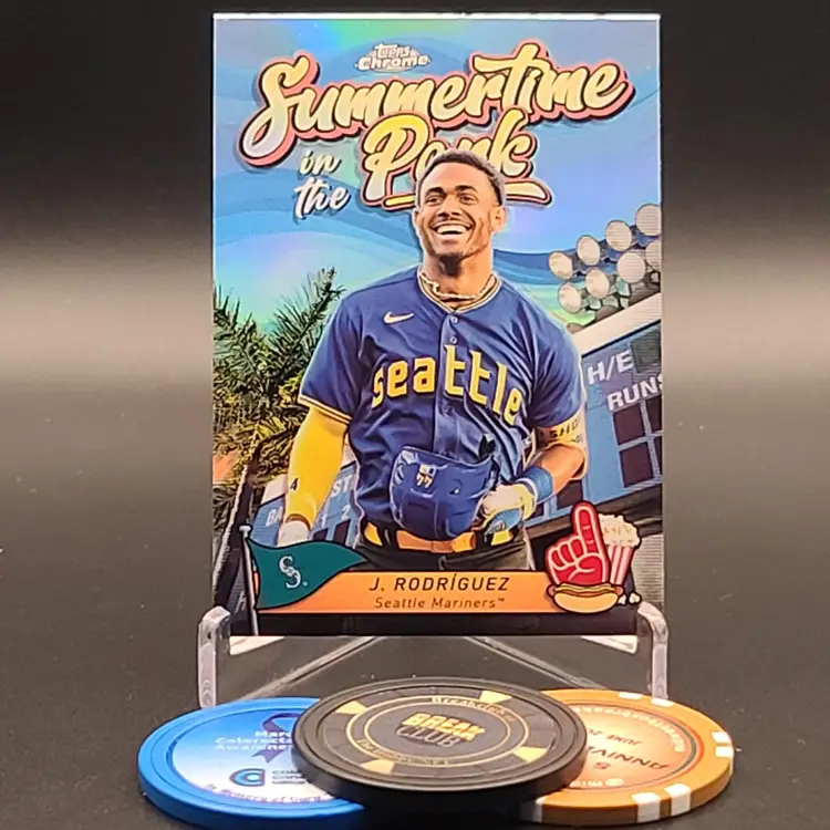 Julio Rodriguez 2024 Topps Chrome Summertime In The Park Insert Card #STIP-7 - Seattle Mariners Baseball Card