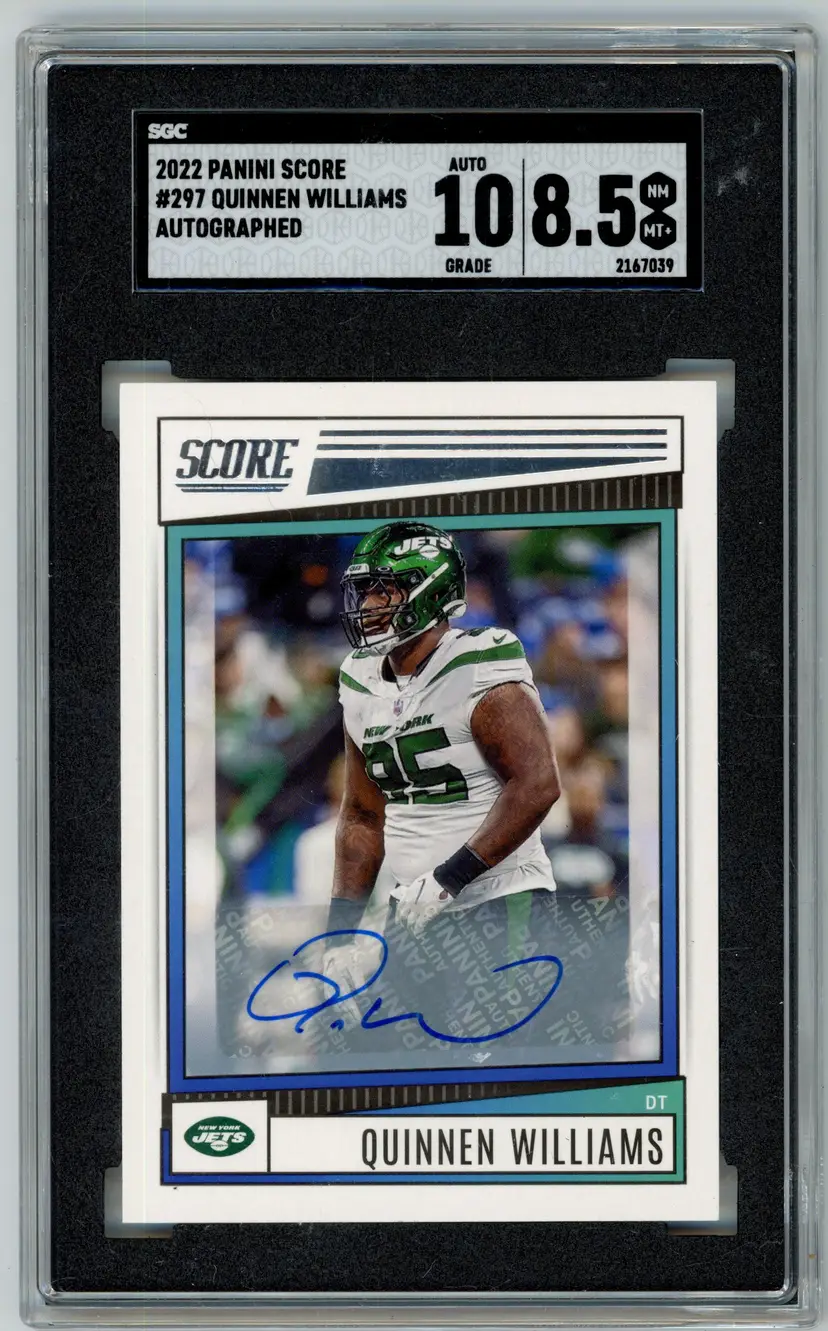 2022 Panini Score QUINNEN WILLIAMS Auto #297 JETS COWBOYS SGC 8.5 NM-MT+