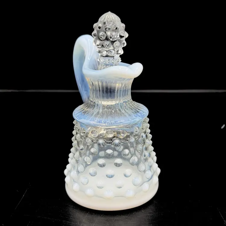 Vintage Fenton Moonstone Cruet Bottle with Stopper Opalescent Hobnail Mini Glass