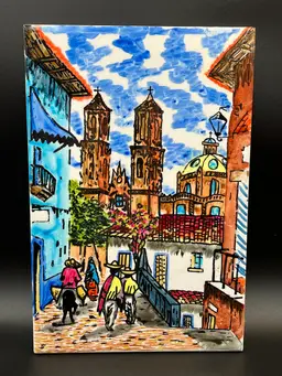 Taxco, Mexico Watercolor Painted Tile