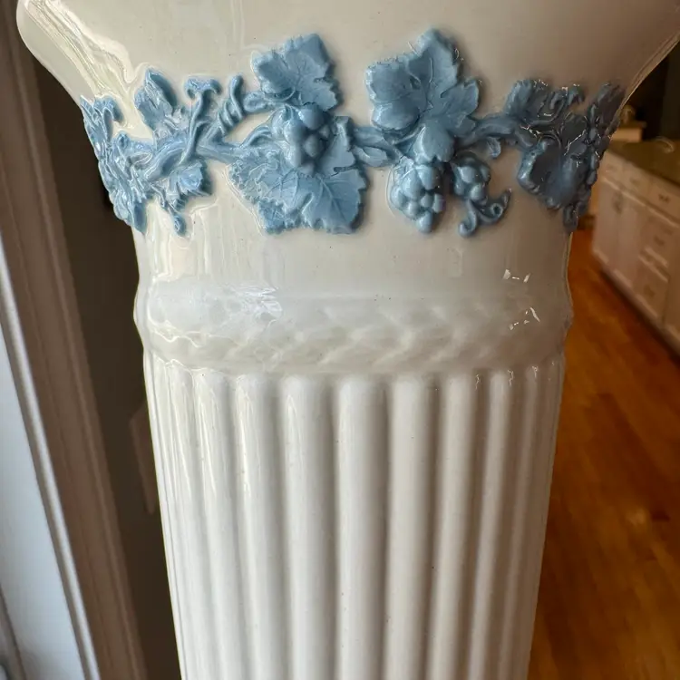 Wedgewood Embossed Queen’s Ware Porcelain Trumpet Vase- *Call Out*