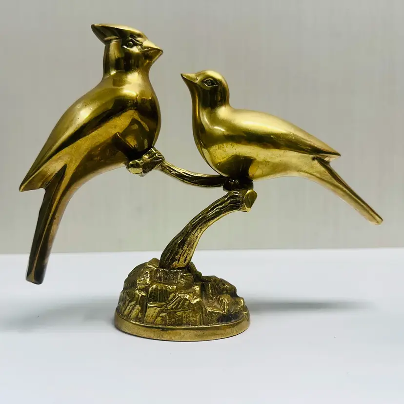 Vintage Brass Birds on a Branch Figurine