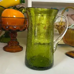 Green Crackle Glass Juice Pitcher