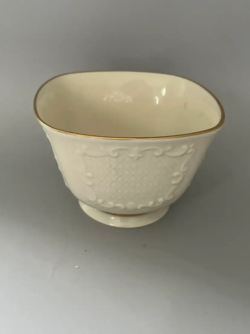 Vintage Lenox Square Bowl Embossed Canterbury Design 24K Gold Trim