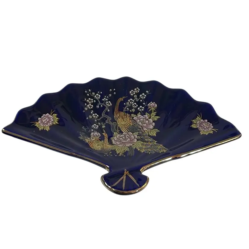 #01 - Vintage Japan Blue Fan Trinket Dish