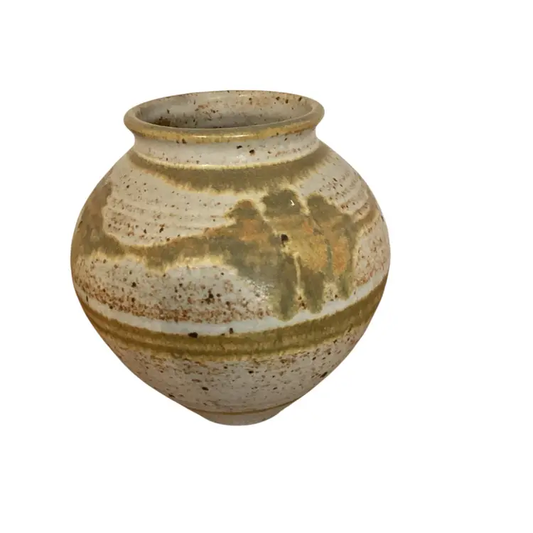 Vintage Studio Pottery Drip Pot Vase, Artist Signed