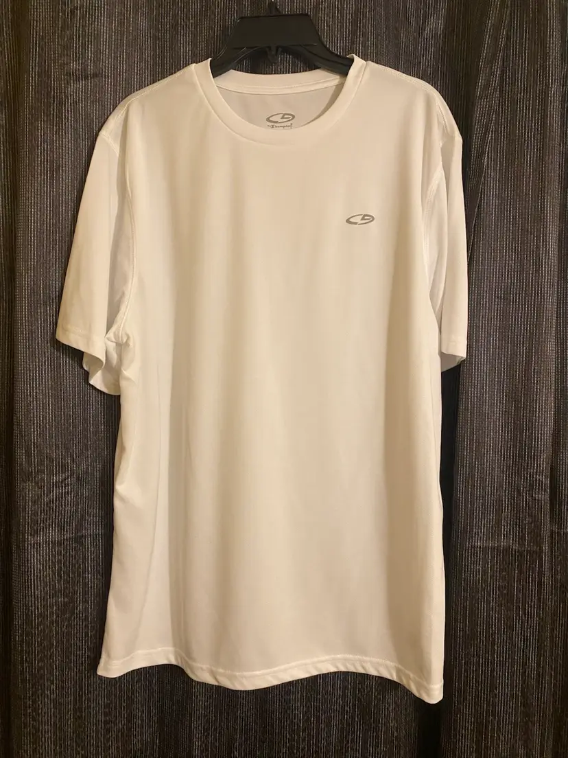 Champion Men's Size Large White Duo-Dry Short Sleeve T-Shirt