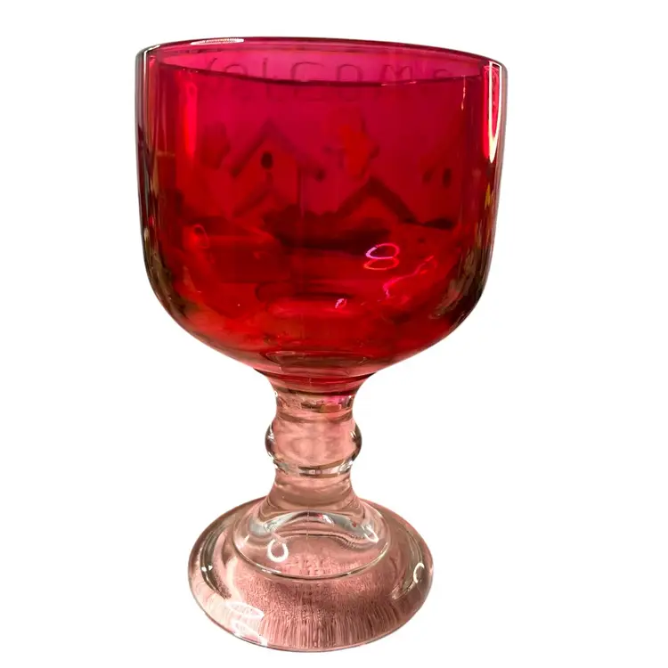 050 Vintage Red Flash, Large Goblet Vase