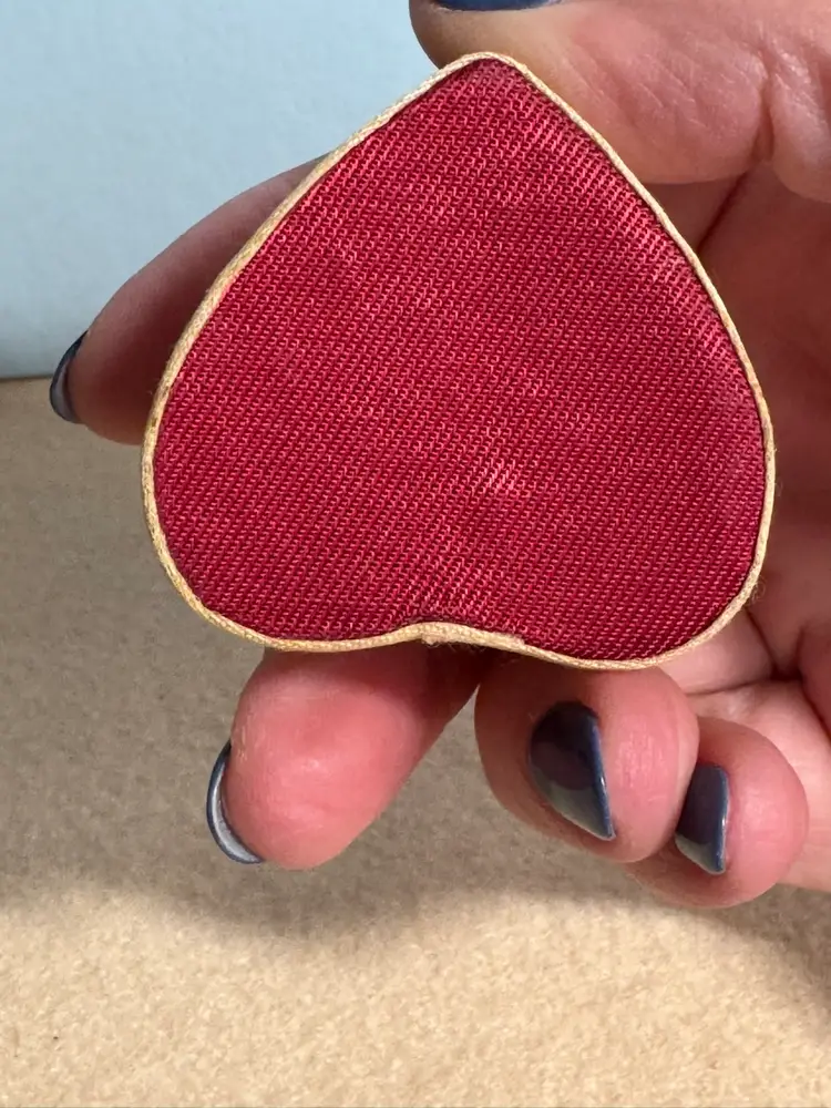 Vintage heart-shaped satin trinket box with Floral Design