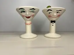 Anthropomorphic Vintage Martini Glasses Salt And Pepper Set.