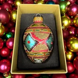 Jeweled Egg Shaped Christmas Ornament By Unique Treasures Ornate In Box As Is