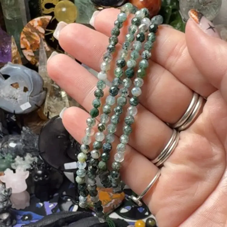 Moss Agate 4mm Faceted Bracelet