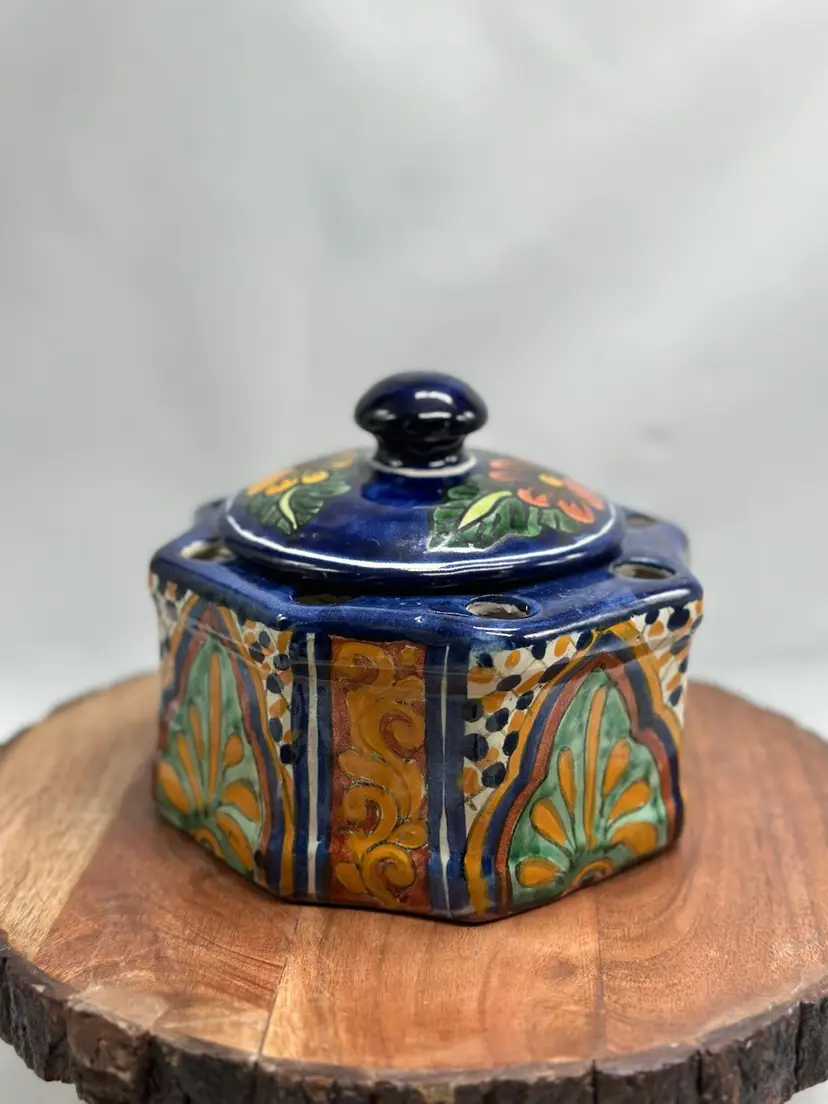 Talavera Mexico Mexican Bath Lidded Toothbrush Holder Vibrant Sunflower