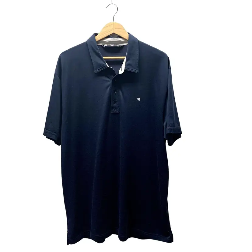 Travis Mathew Golf Polo Shirt Mens XXL Navy Blue Pima Cotton Blend Short Sleeves