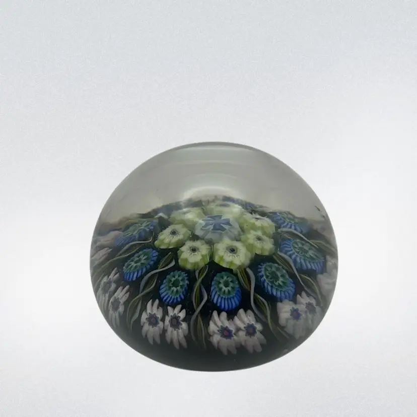Vintage Perthshire Millefiori Art Glass Paperweight, 3”