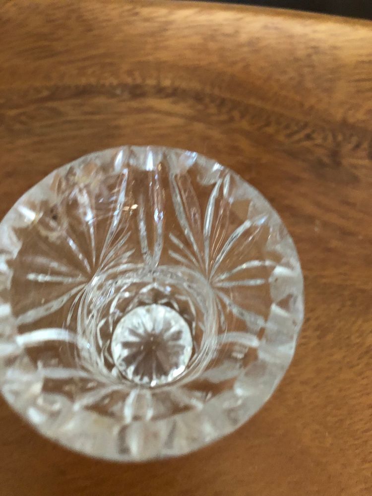Vintage Cut Crystal Toothpick Holder or Mini Bud Vase 2.5" tall