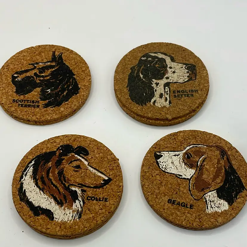 Vintage Cork Dog Coasters