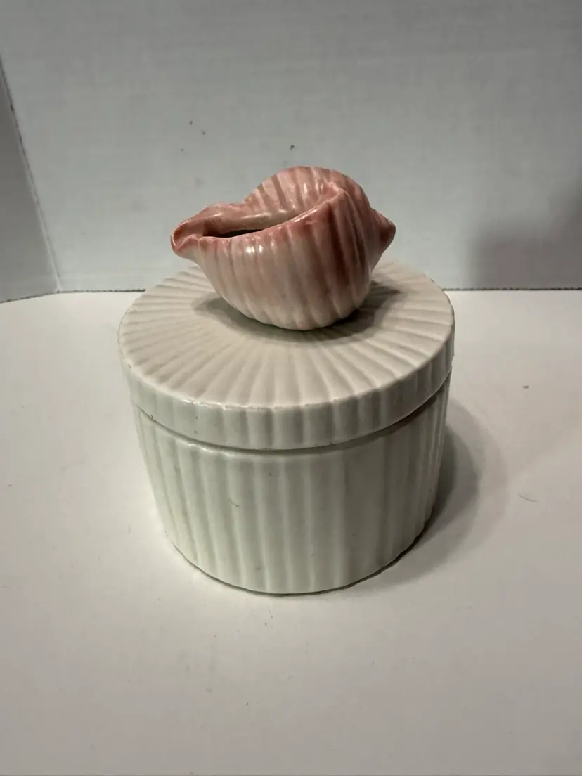 Fitz & Floyd Coquille Trinket Dish Box Jar Jewelry Box Vintage 1981