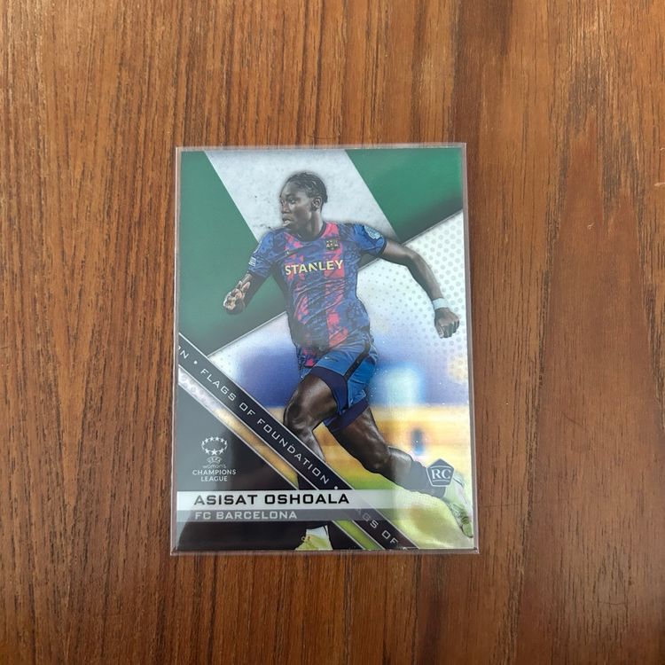 21/22 Topps Chrome UWCL Flags of Foundation Insert Asisat Oshoala FC Barcelona/Bay FC/Nigeria
