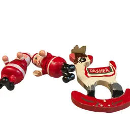 Three Vintage Wooden Christmas Ornaments