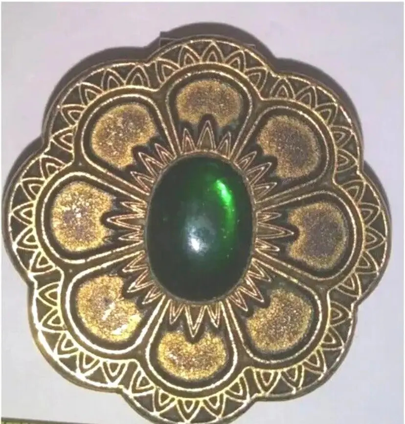 Emeraude Green Jeweled Coty Perfume Compact Case Trinket