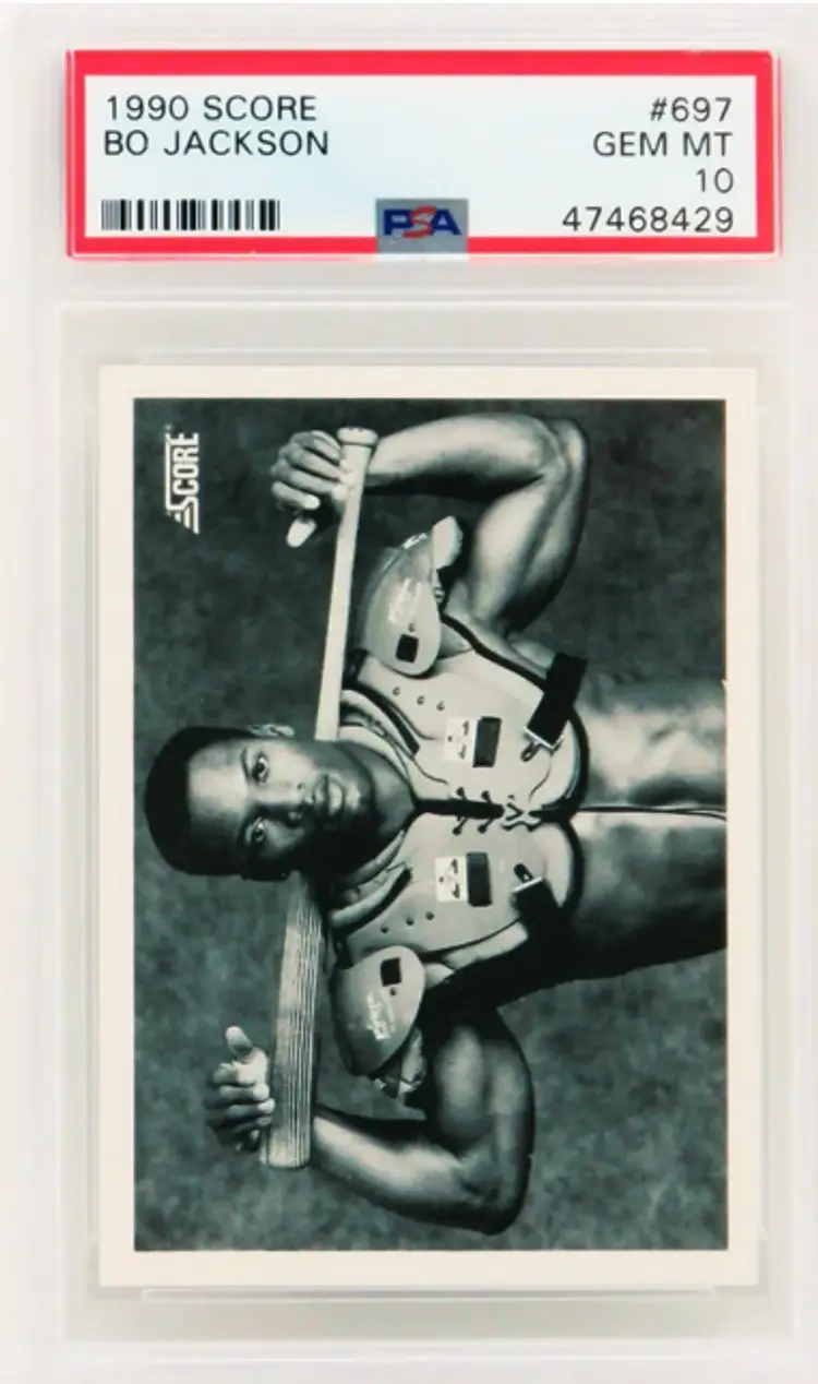 Bo Jackson 1990 Score Baseball #697 B&W Bat On Shoulder Pads Card - PSA 10 GEM MINT