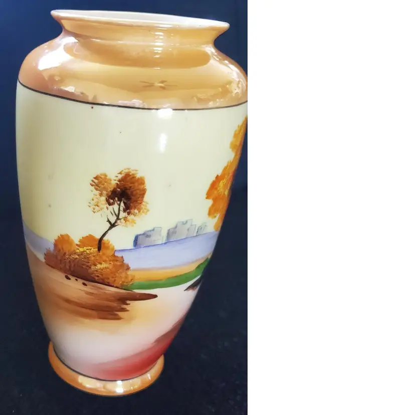 Vintage Chikaramachi Hand Painted Peach Lusterware Vase