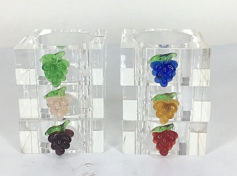 Gem Ware Napkin Rings Glass Grapes Acrylic Ring Six Napkin Rings