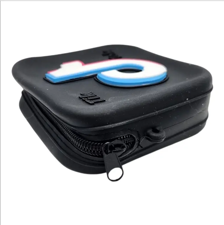 TikTok Silicone Crossbody Bag Mini Shoulder Purse Fan Accessory Adjustable Strap (Black)