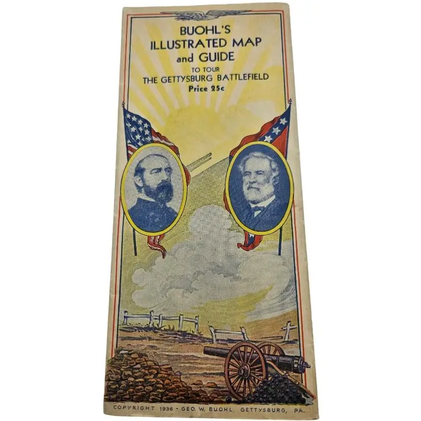 Buohl's Illustrated Map and Guide To Tour the Gettysburg Battlefield 1936