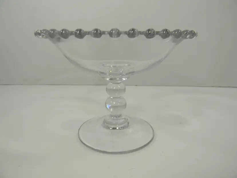 Imperial Glass Candlewick Clear Glass footed pedestal compote bowl with beaded rim