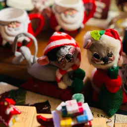 Annalee Santa Mouse Doll w/ Green Burlap Sack Mobiltree Meredith NH 1986 6” tall With Tags