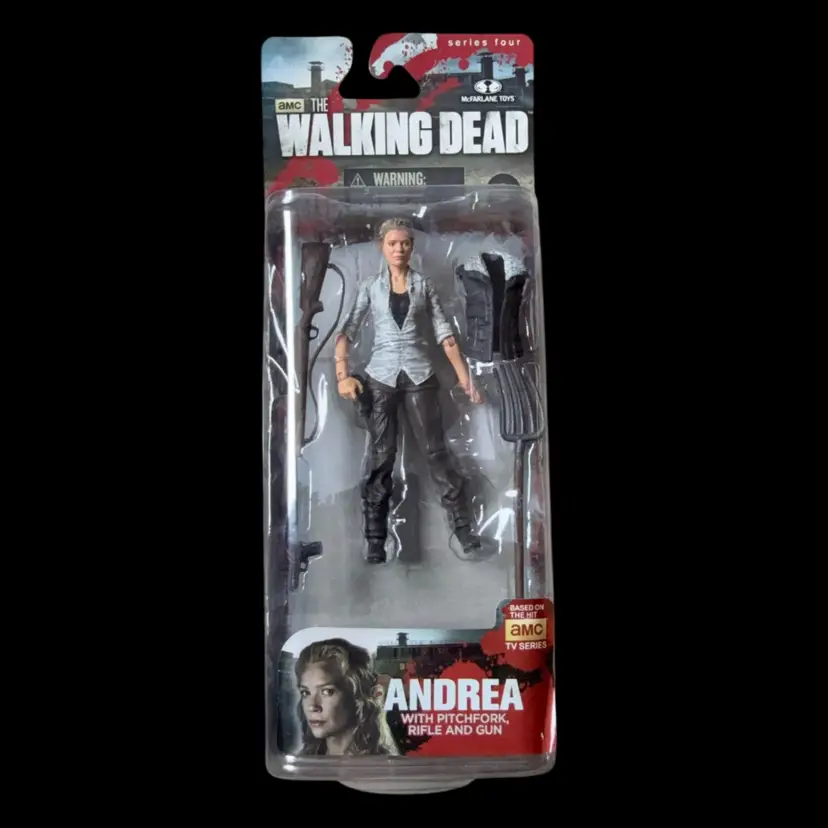 McFarlane Toys The Walking Dead Action Figure Andrea w/ Rifle & Pitchfork AMC TV Series 4 New