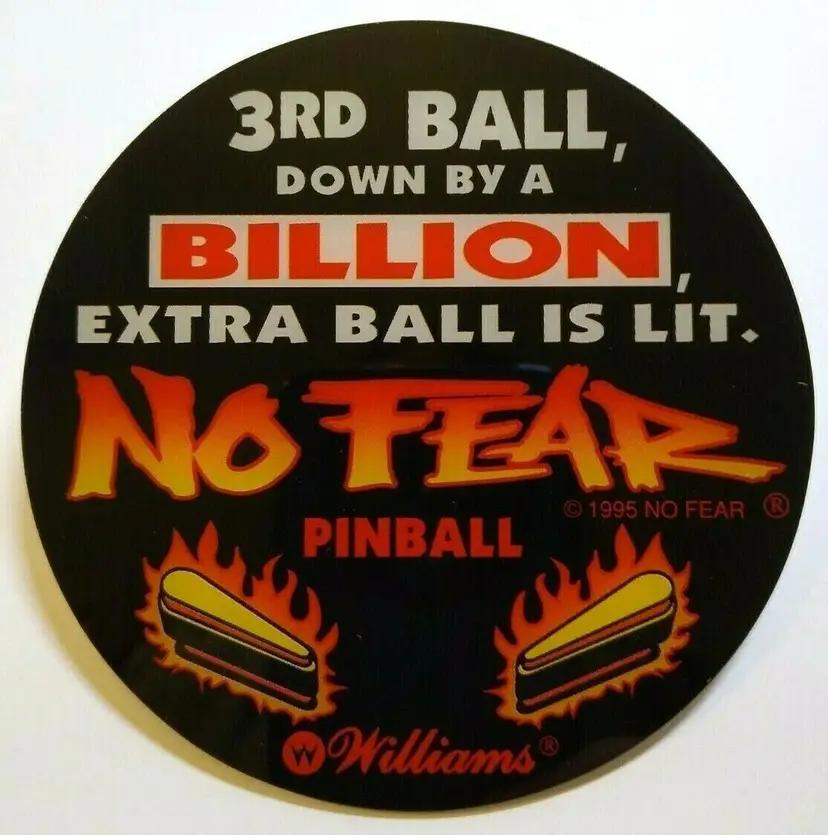 No Fear Dangerous Sports Pinball COASTER Original NOS Plastic 3rd Ball