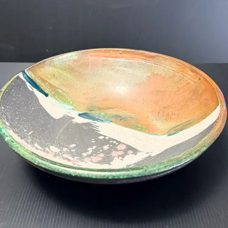 Mel Sundby Handcrafted Art Pottery Raku Pottery  Wisconsin Potter Handpainted