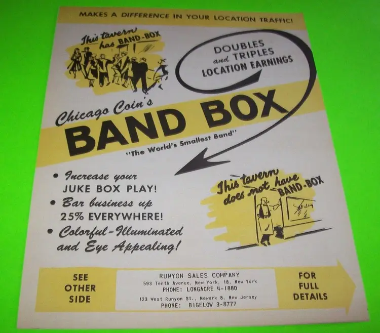 1952 Chicago Coin Band Box Flyer Vintage Jukebox Music Promo Ephemera