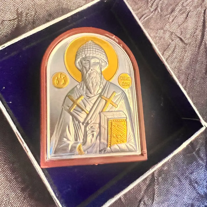 Saint Spyridon Christian Icon Plastic Stand 2.5” x 1.75”