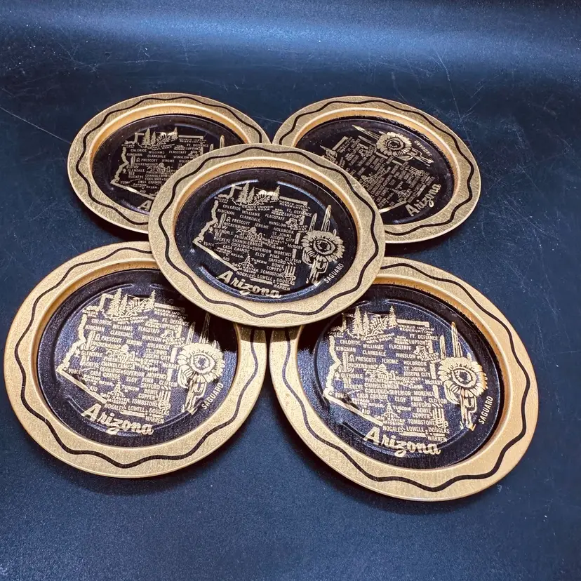 420. Set of Five Arizona Souvenir Tin Coasters