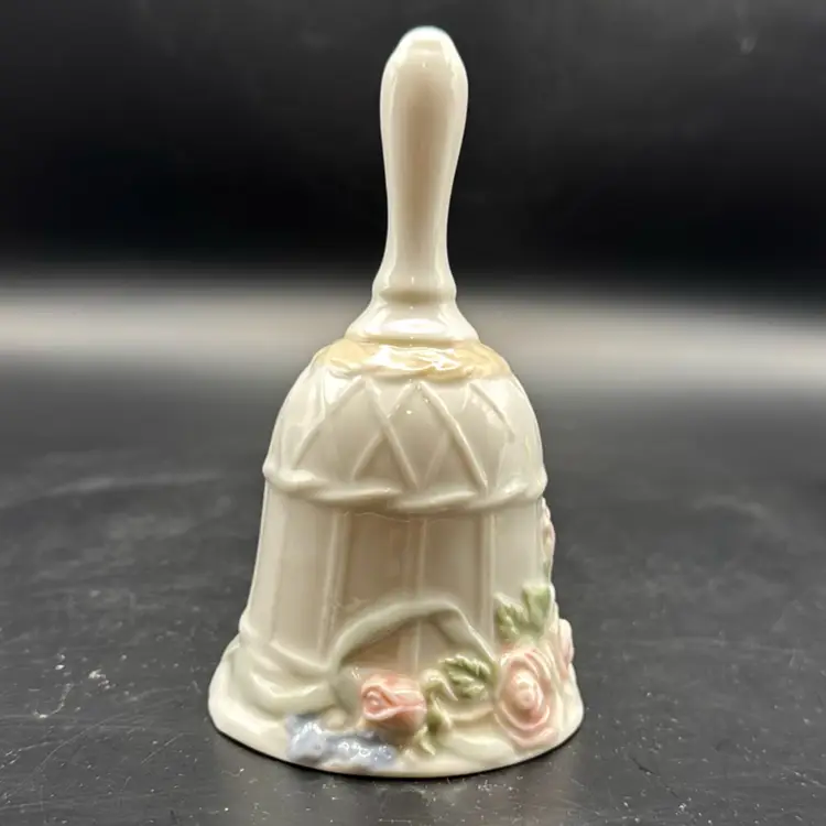 Vintage Glazed Porcelain Floral Cottagecore Bell 5.25”