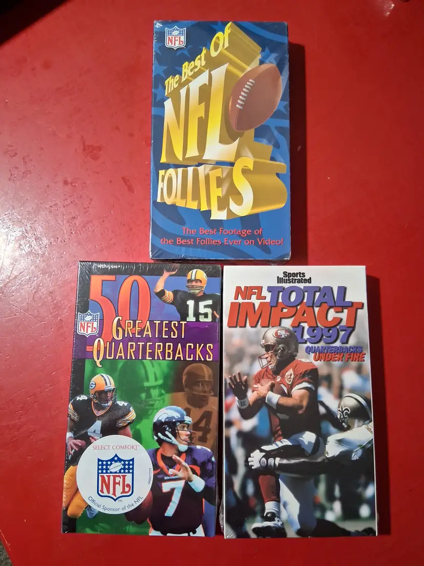 3x Sealed VHS's Vintage NFL Videos: 1998 Greatest Quarterbacks, 1996 Follies, and 1997 Quarterbacks Under Fire