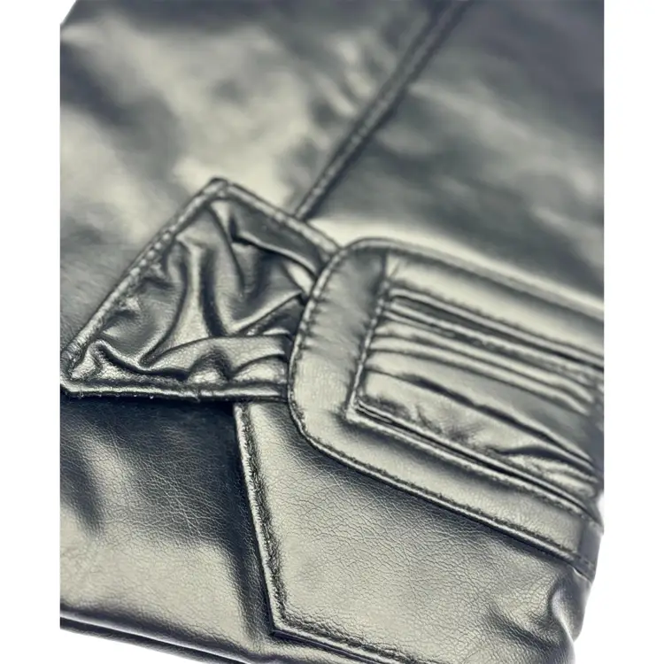 0047 Vintage LePrivé Holiday Fair Black Faux Leather Clutch with Strap